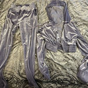 Velvet lavender two piece crop jacket & sweatpants